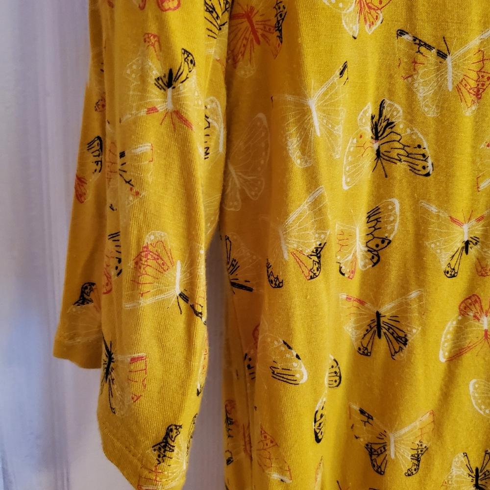 Apt 9 Yellow Top With Butterflies. S Med - Picture 4 of 5